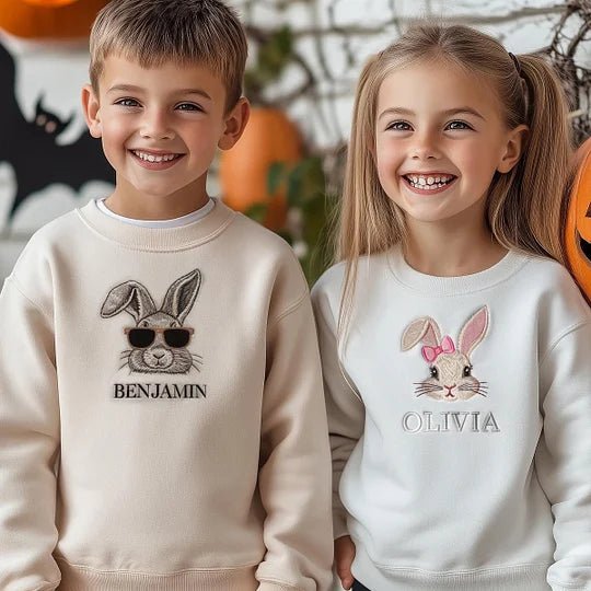 Custom Embroidered Easter Family Bunny Sweatshirt - Canvasgiftco
