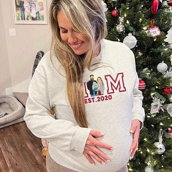 Custom Embroidered Portrait Sweatshirt Best Gift For Mom - Canvasgiftco