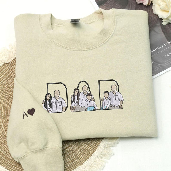 Custom Family Embroidered Sweatshirt – A Unique And Heartwarming Gift For Dad - Canvasgiftco