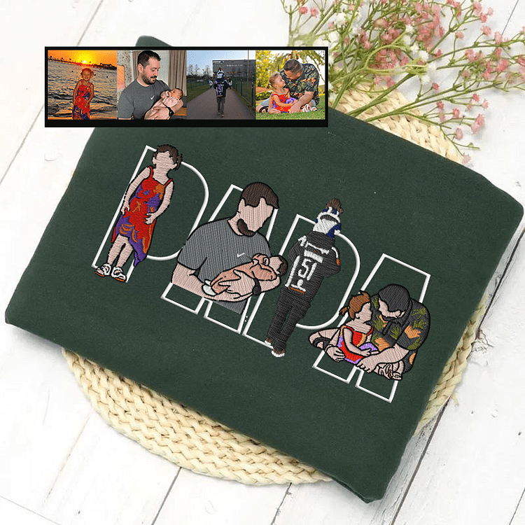 Custom Family Embroidered Sweatshirt – A Unique And Heartwarming Gift For Dad - Canvasgiftco