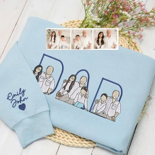 Custom Family Embroidered Sweatshirt – A Unique And Heartwarming Gift For Dad - Canvasgiftco