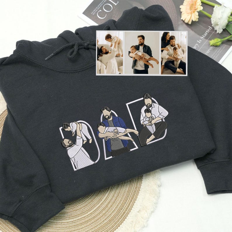 Custom Family Embroidered Sweatshirt – A Unique And Heartwarming Gift For Dad - Canvasgiftco