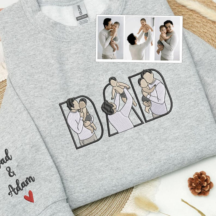 Custom Family Embroidered Sweatshirt – A Unique And Heartwarming Gift For Dad - Canvasgiftco