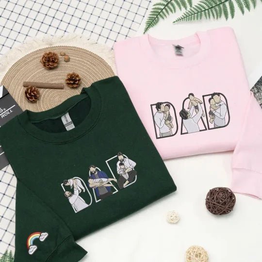 Custom Family Embroidered Sweatshirt – A Unique And Heartwarming Gift For Dad - Canvasgiftco