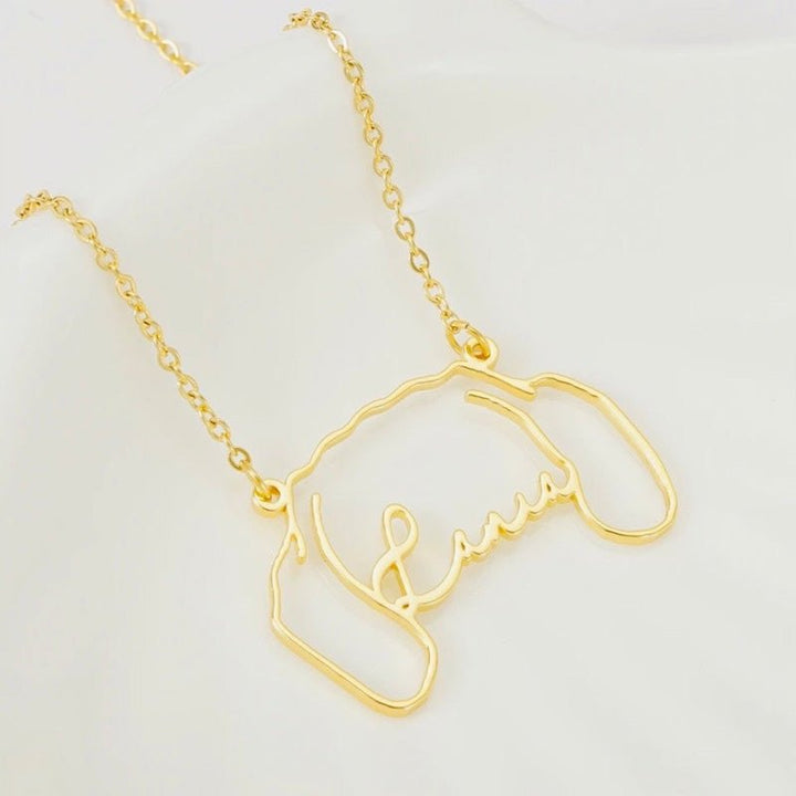 Custom Hollow Cat and Dog Ears Clavicle Necklace Pendant - Canvasgiftco