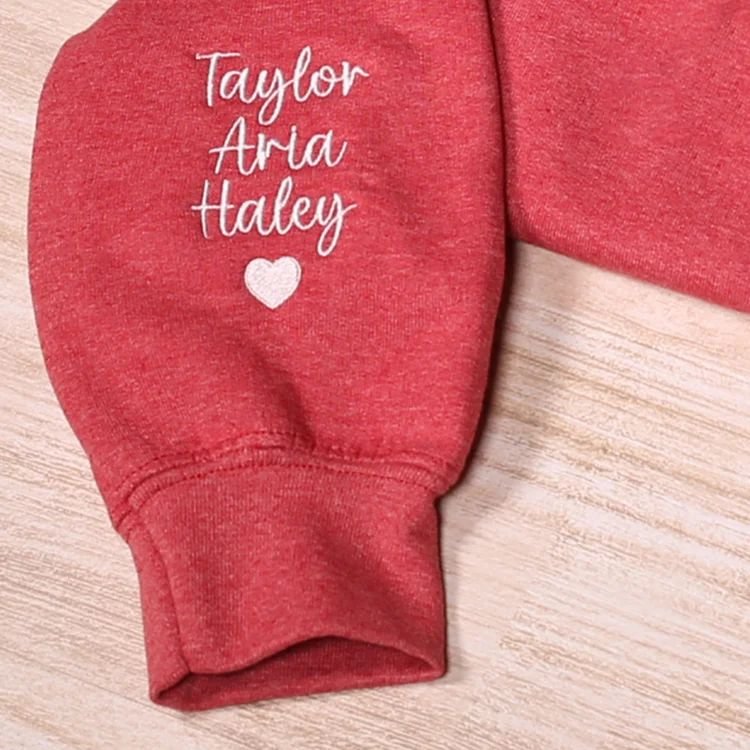 Custom Mama Embroidered Sweatshirt With Kids Names Sleeve - Canvasgiftco