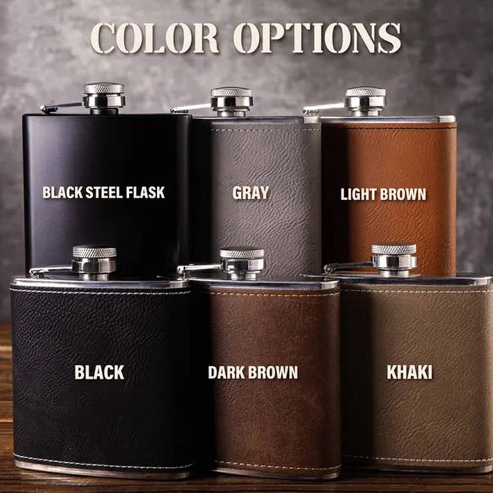Custom Men's Leather Hip Flask - Canvasgiftco
