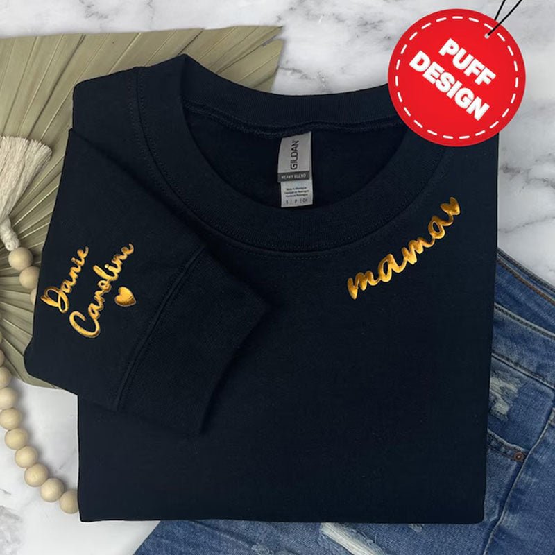 Custom Mom Puff Sleeve Sweatshirt - Canvasgiftco