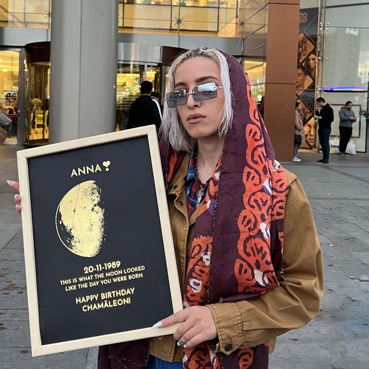 Custom Moon Phase and Names Wooden Frame - Canvasgiftco