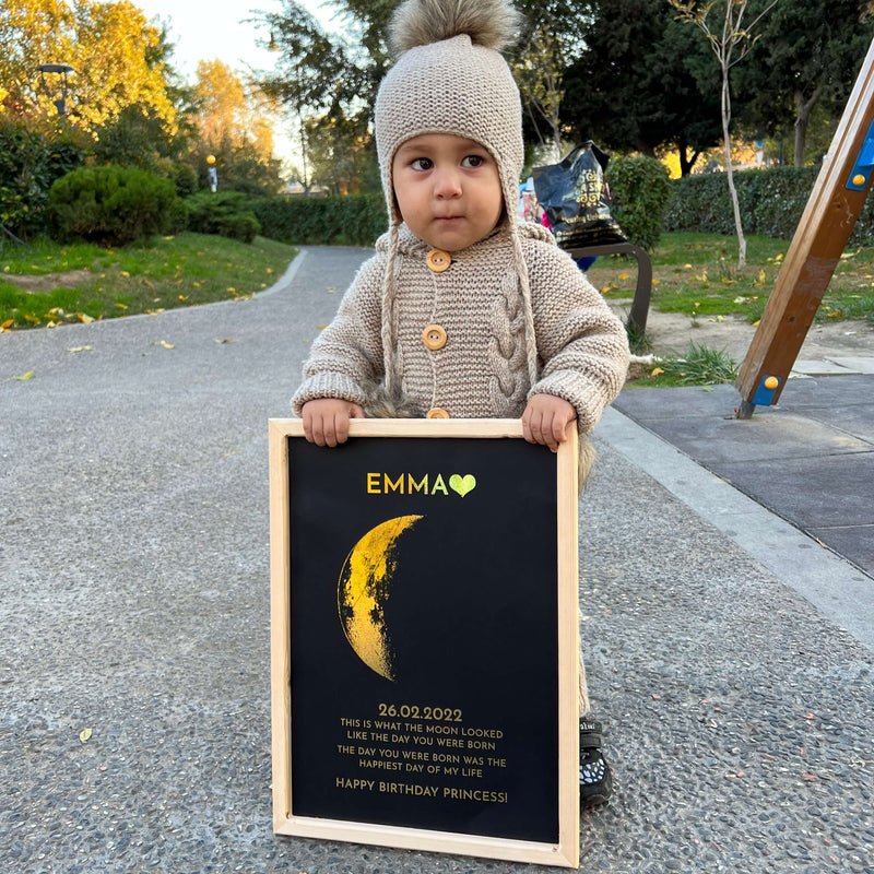 Custom Moon Phase and Names Wooden Frame - Canvasgiftco