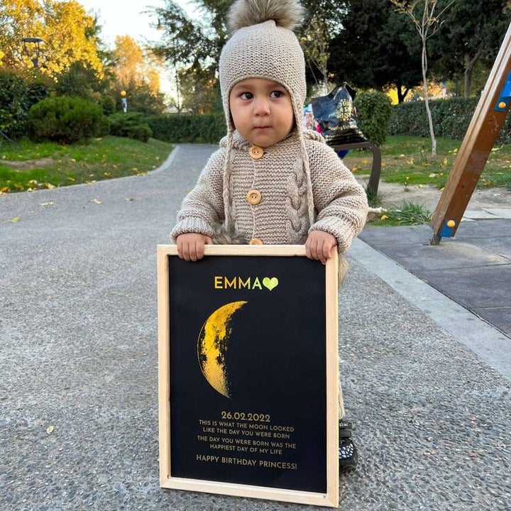 Custom Moon Phase and Names Wooden Frame - Canvasgiftco