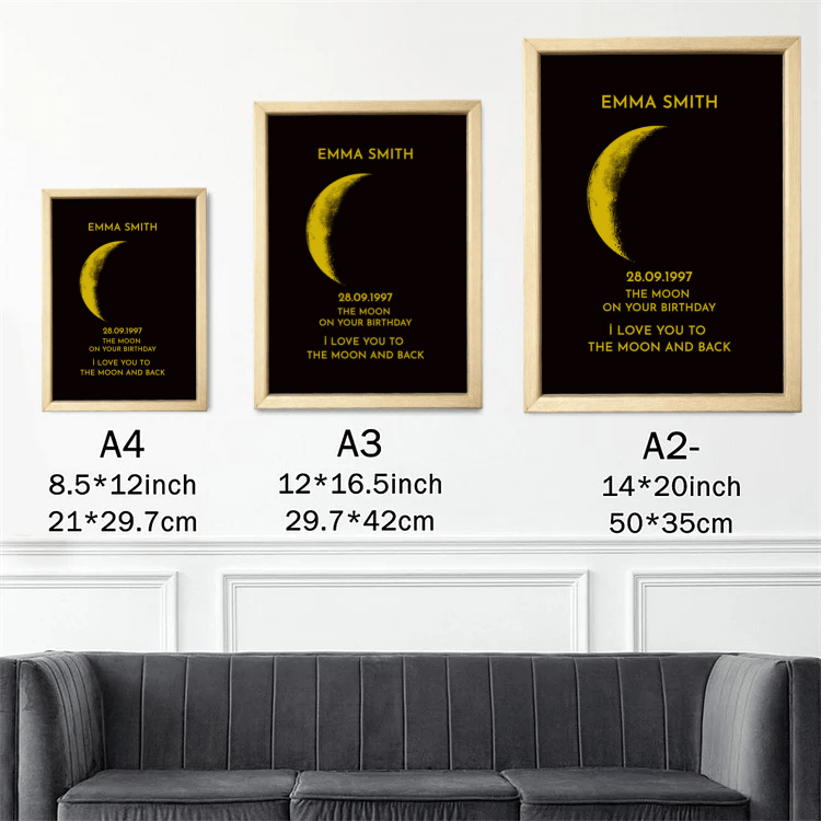 Custom Moon Phase and Names Wooden Frame - Canvasgiftco