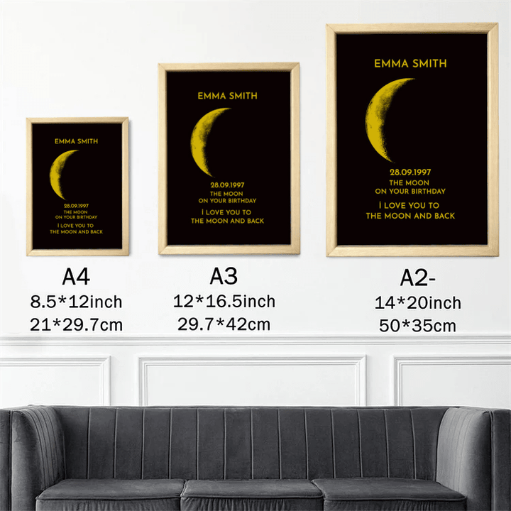 Custom Moon Phase and Names Wooden Frame - Canvasgiftco
