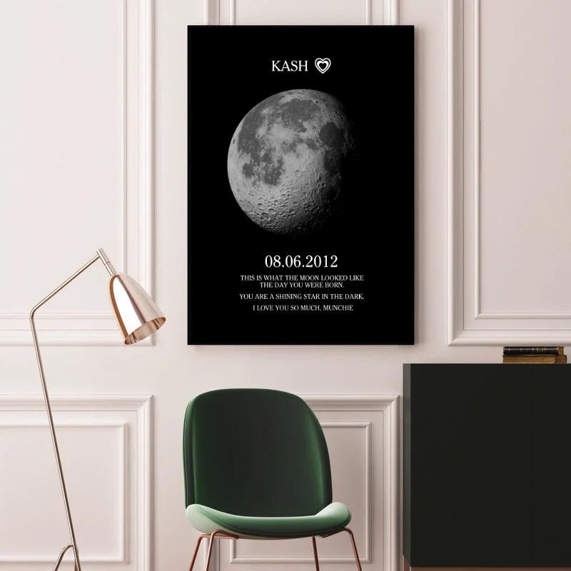 Custom Moon Phase and Names Wooden Frame - Canvasgiftco