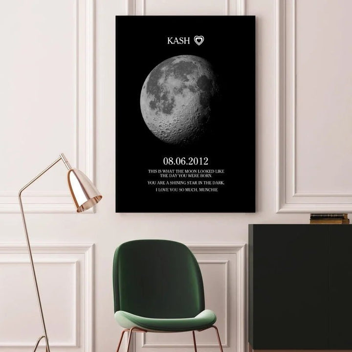 Custom Moon Phase and Names Wooden Frame - Canvasgiftco