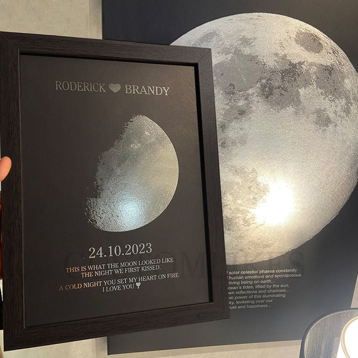 Custom Moon Phase and Names Wooden Frame - Canvasgiftco