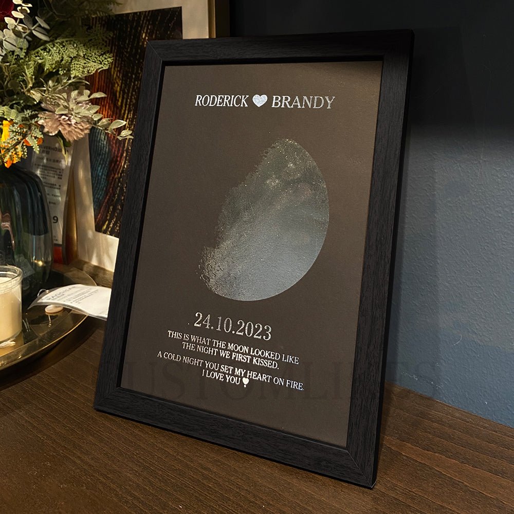 Custom Moon Phase and Names Wooden Frame - Canvasgiftco