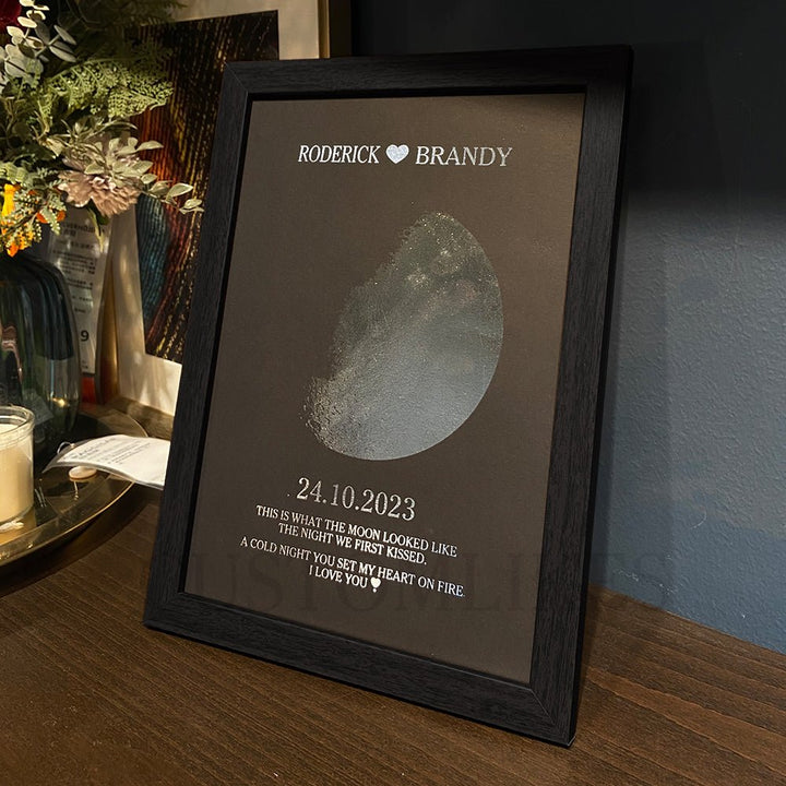 Custom Moon Phase and Names Wooden Frame - Canvasgiftco