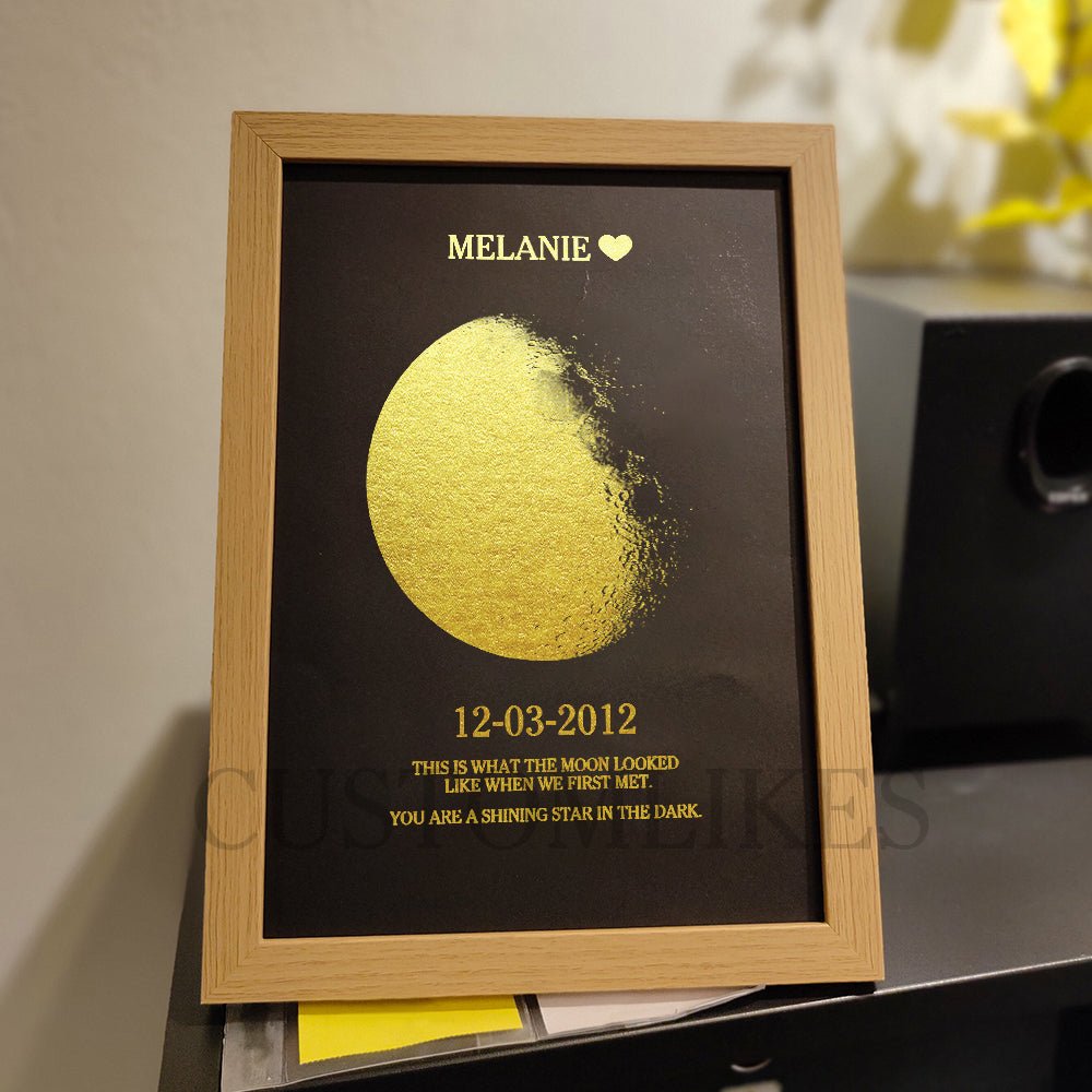 Custom Moon Phase and Names Wooden Frame - Canvasgiftco