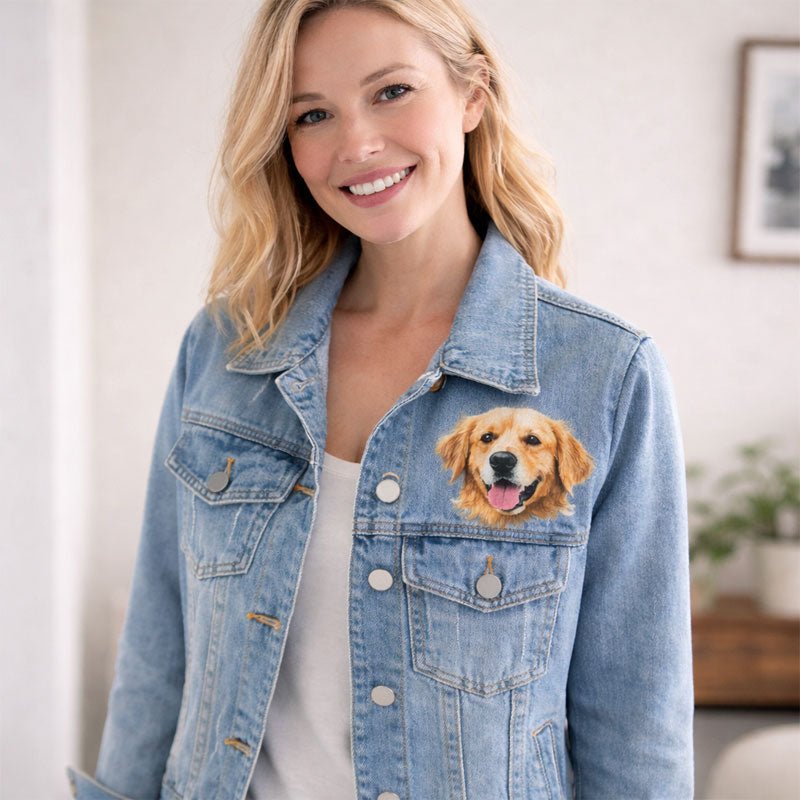 Custom Pet Portrait Denim Jacket - Canvasgiftco