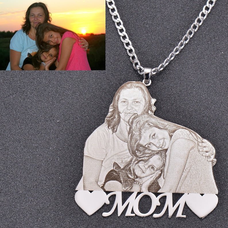 Custom Photo Engraved Pendant Necklace - Canvasgiftco