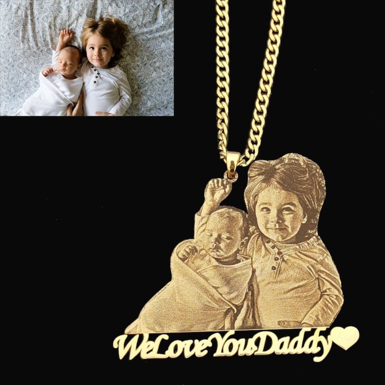 Custom Photo Engraved Pendant Necklace - Canvasgiftco
