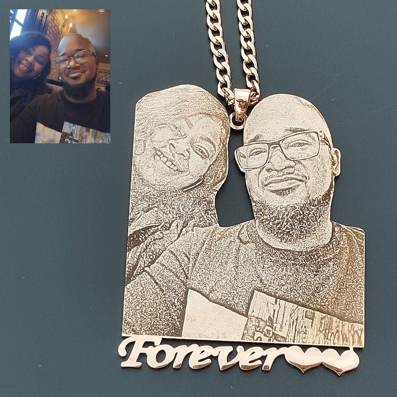 Custom Photo Engraved Pendant Necklace - Canvasgiftco