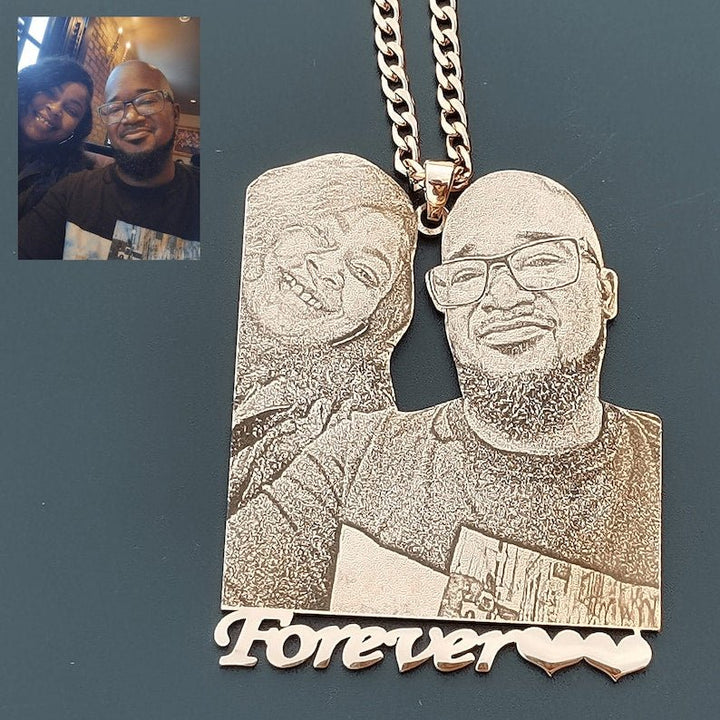 Custom Photo Engraved Pendant Necklace - Canvasgiftco