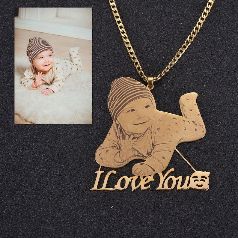 Custom Photo Engraved Pendant Necklace - Canvasgiftco