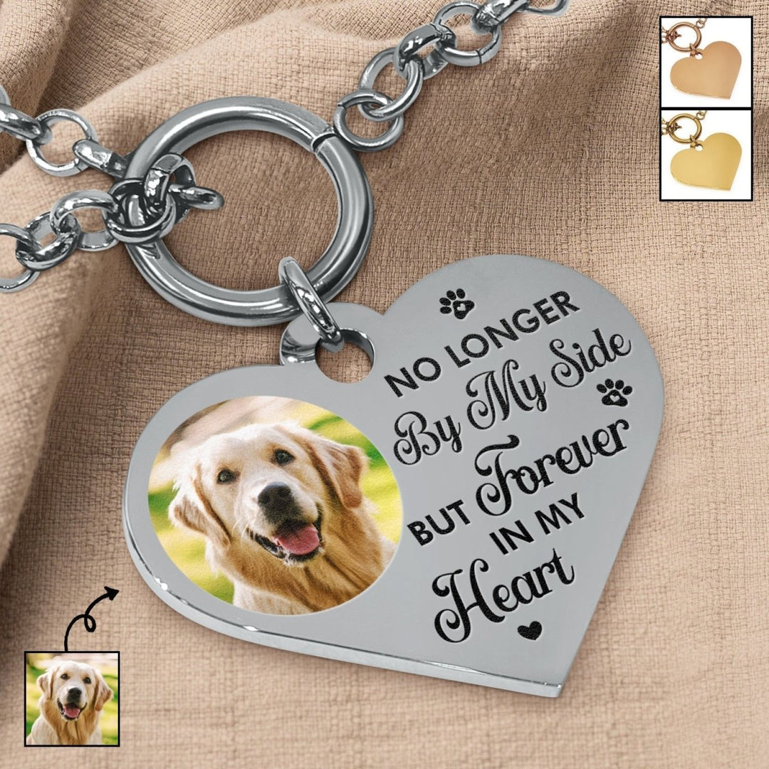 Custom Photo Forever In My Heart - Memorial Gift For Dog Lovers, Cat Lovers - Personalized Heart Bracelet - Canvasgiftco