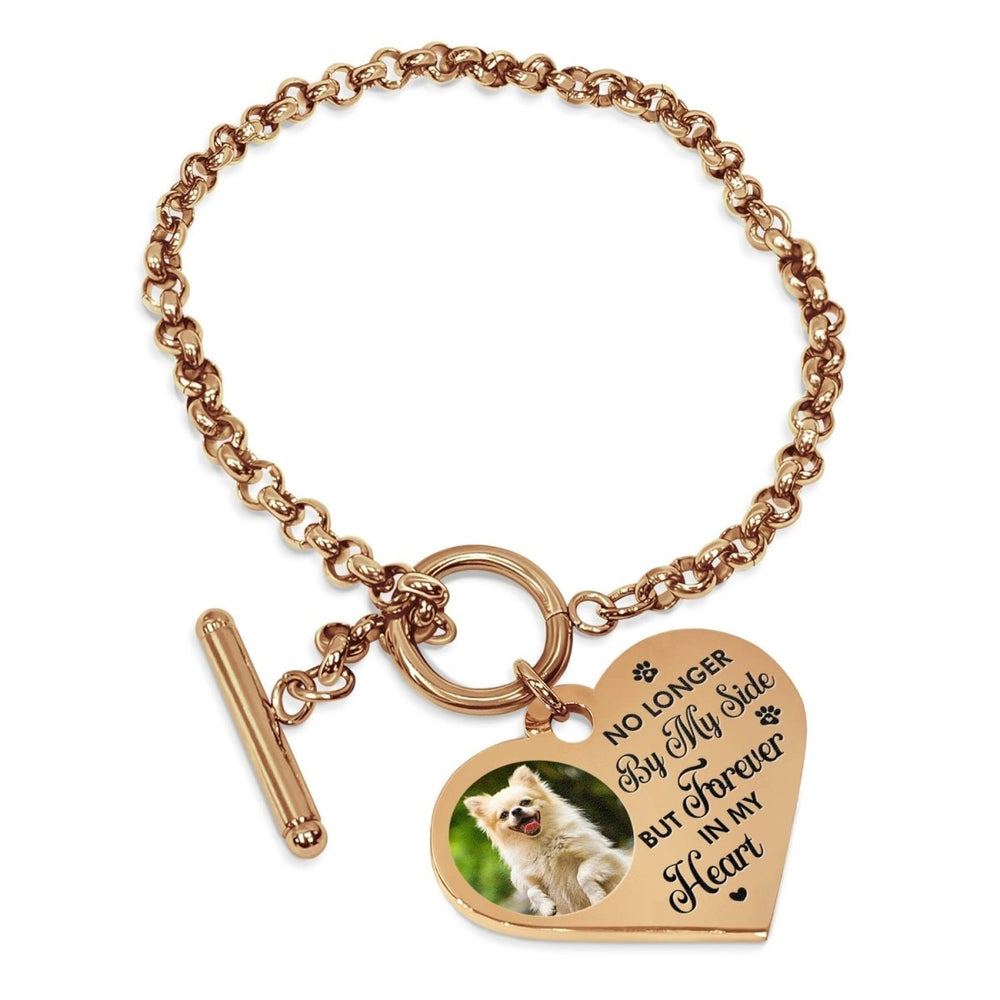 Custom Photo Forever In My Heart - Memorial Gift For Dog Lovers, Cat Lovers - Personalized Heart Bracelet - Canvasgiftco