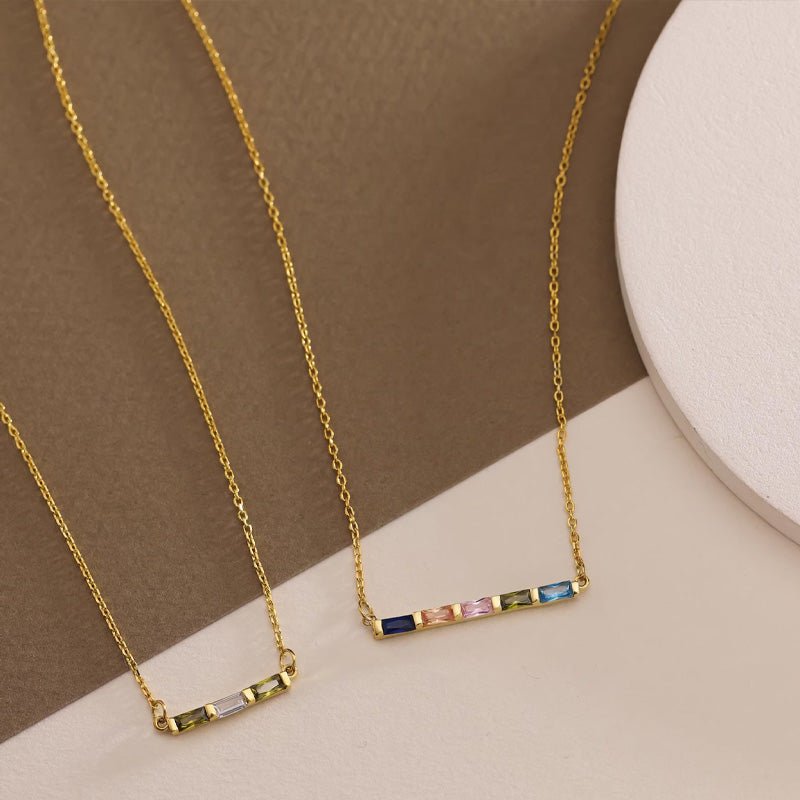 Custom Rectangular Birthstone Necklace - Canvasgiftco