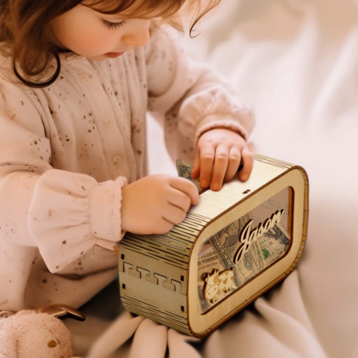 Custom Wooden Piggy Bank with Name - Canvasgiftco