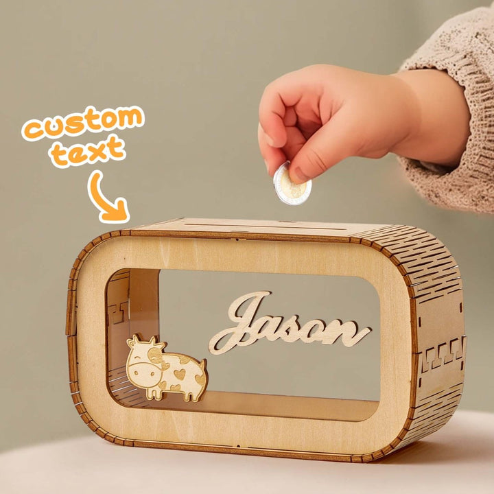 Custom Wooden Piggy Bank with Name - Canvasgiftco
