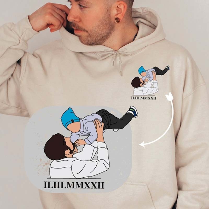 Customize Dad sweatshirt portrait with photo - Canvasgiftco