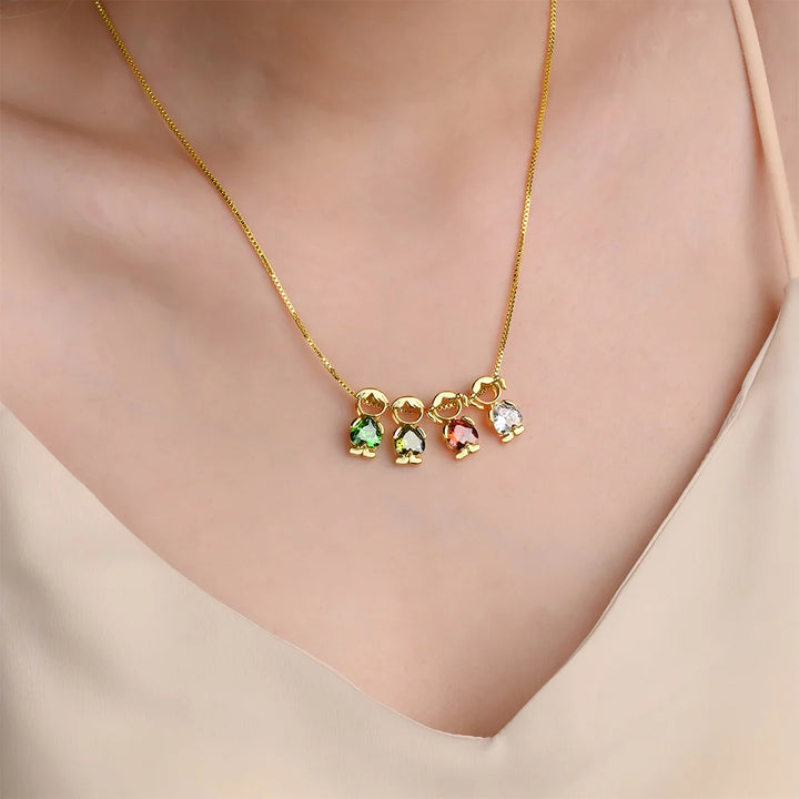 Vintage 80s Boy & Girl Charm Sterling Silver Pendant Necklace - Mother's Day Birthday Gift