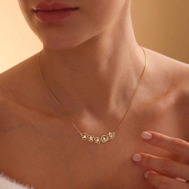 Dainty Birth Flower Necklace - Canvasgiftco