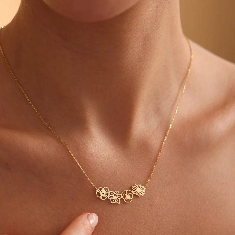 Dainty Birth Flower Necklace - Canvasgiftco