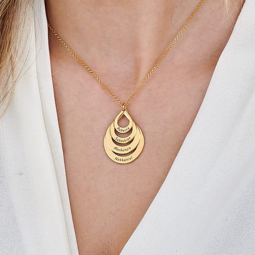 Engraved Drop Shaped Family Necklace - Canvasgiftco