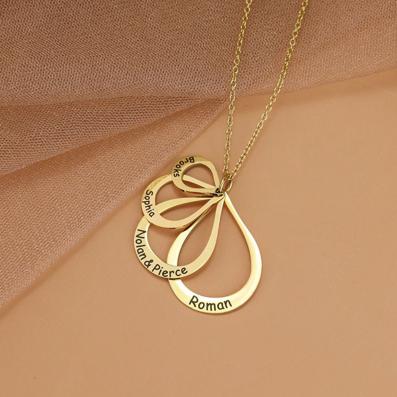 Engraved Drop Shaped Family Necklace - Canvasgiftco