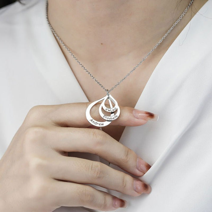 Engraved Drop Shaped Family Necklace - Canvasgiftco