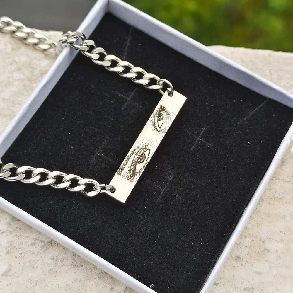 【Engraving】Custom Couple Eyes Necklace - Canvasgiftco