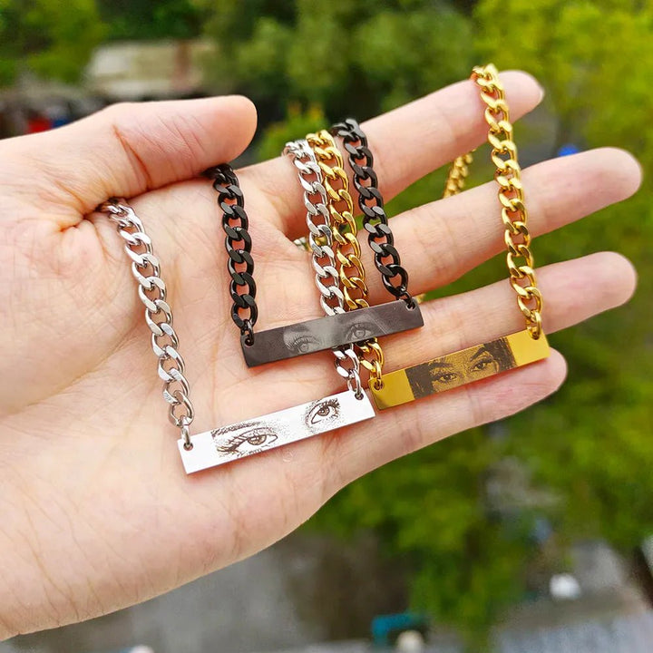 【Engraving】Custom Couple Eyes Necklace - Canvasgiftco