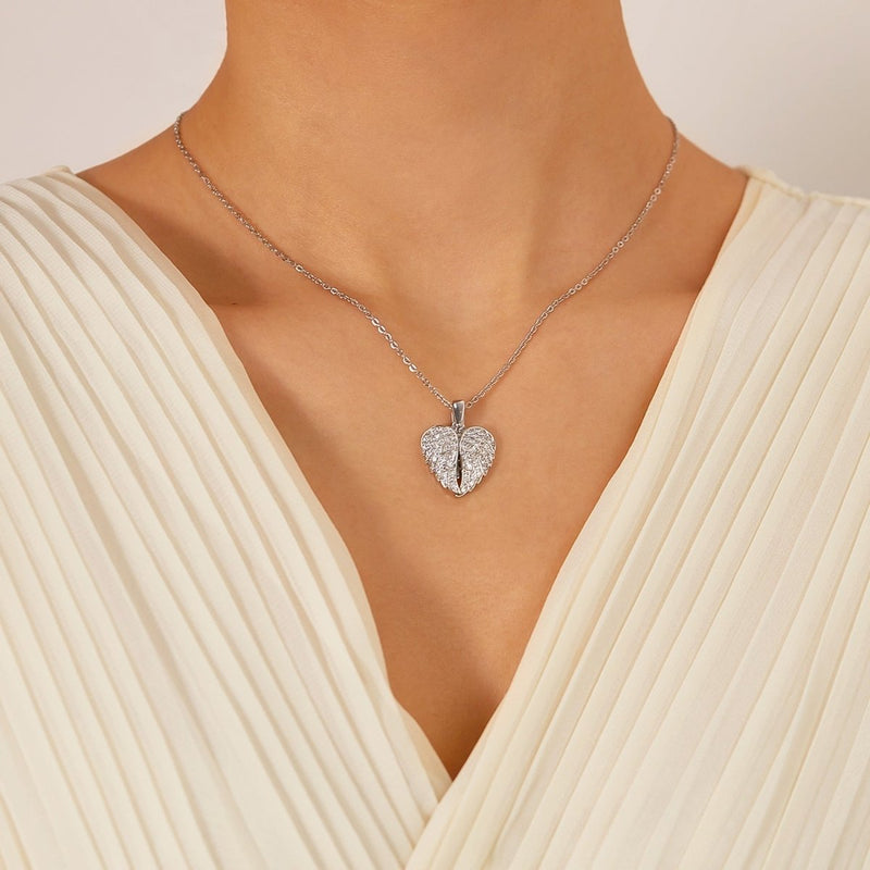[Eternal Guardian] Angel Wings Memorial Necklace with Hidden Name - Canvasgiftco
