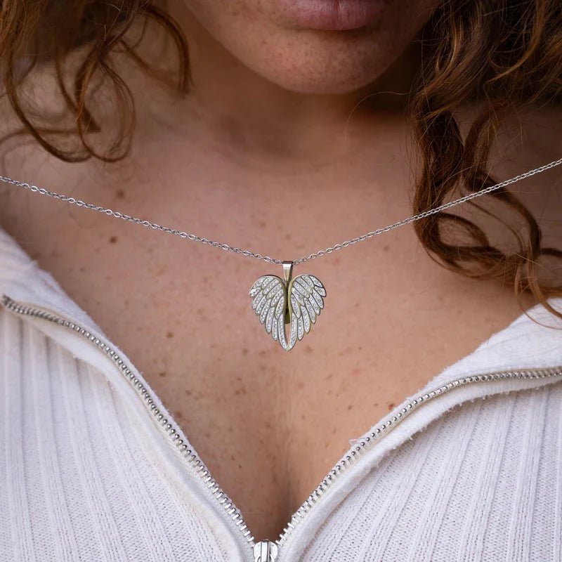 [Eternal Guardian] Angel Wings Memorial Necklace with Hidden Name - Canvasgiftco