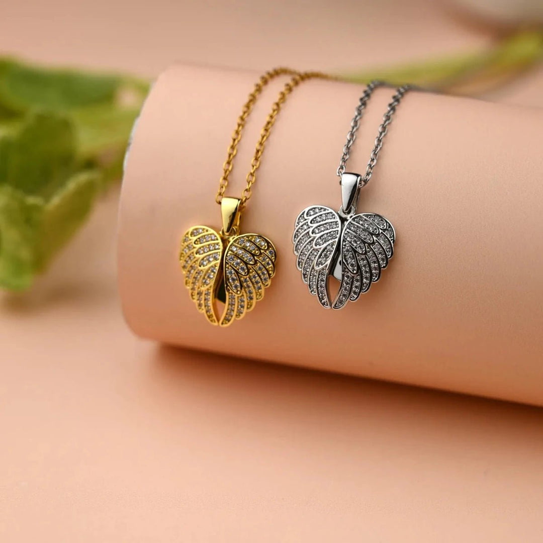 [Eternal Guardian] Angel Wings Memorial Necklace with Hidden Name - Canvasgiftco