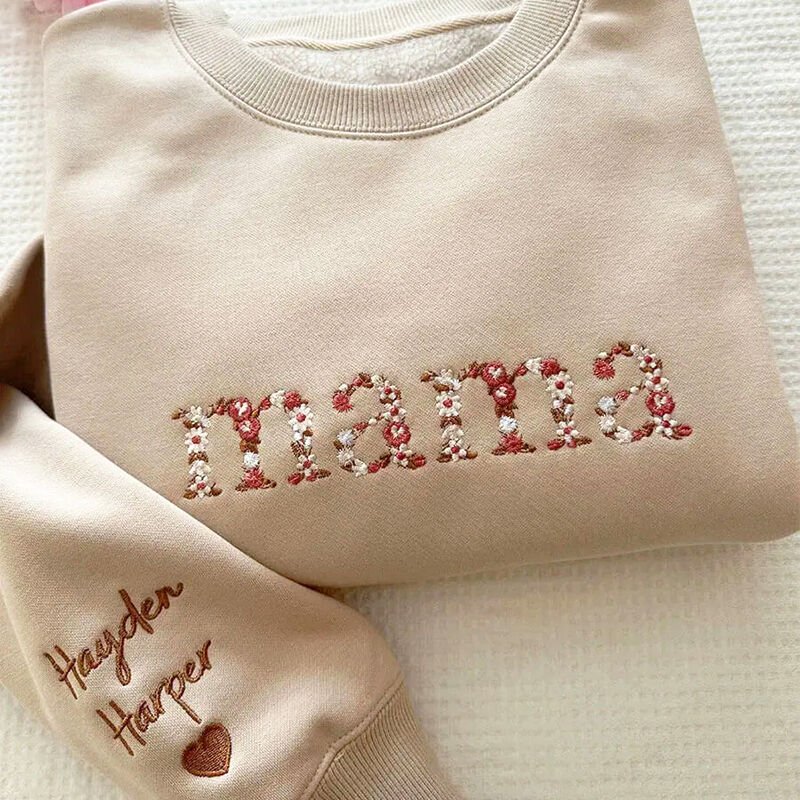 🌸 Everbloom - Embroidered Floral Mama Sweatshirt for Mom & Grandma - Canvasgiftco