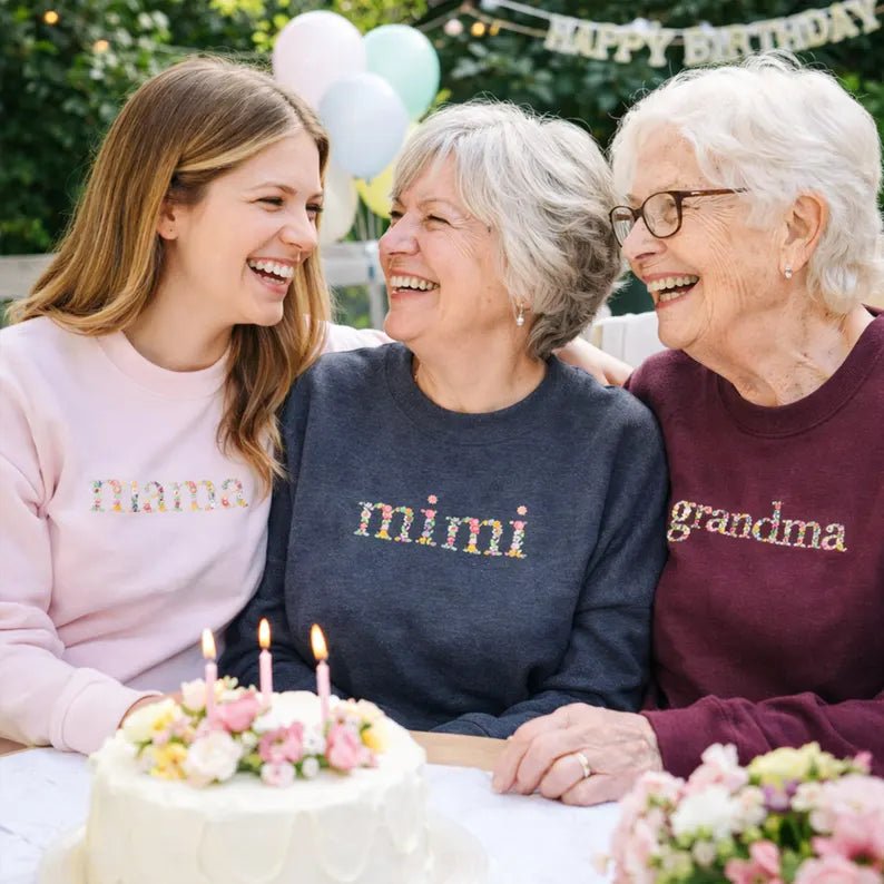🌸 Everbloom - Embroidered Floral Mama Sweatshirt for Mom & Grandma - Canvasgiftco
