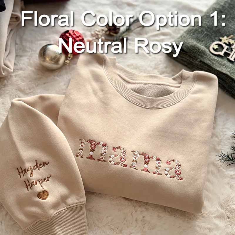 🌸 Everbloom - Embroidered Floral Mama Sweatshirt for Mom & Grandma - Canvasgiftco