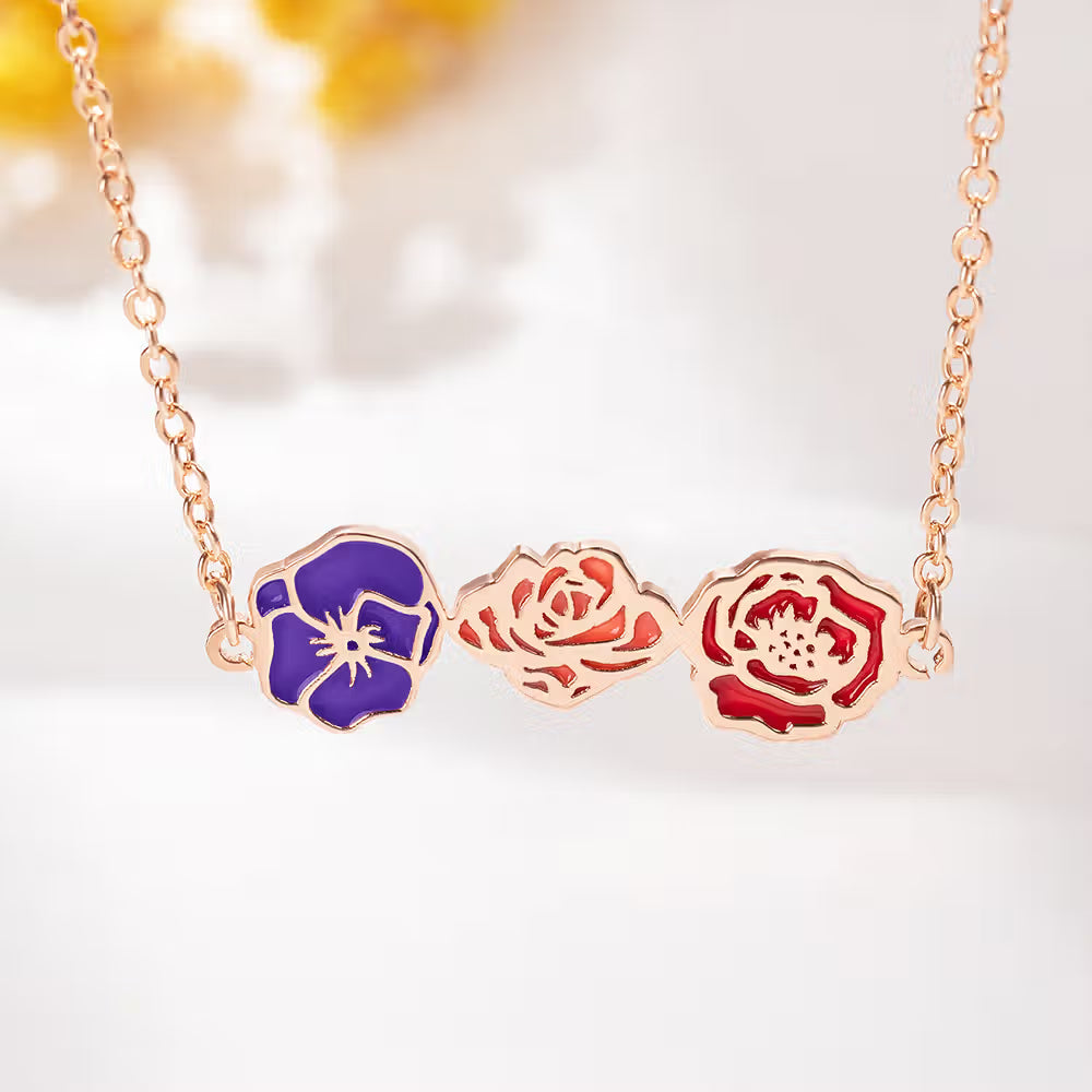 Personalized Birth Flower Necklace for Mom Grandma